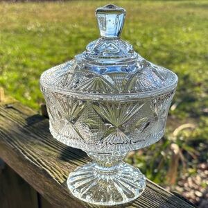 Elegant Clear Glass Candy Dish with Lid